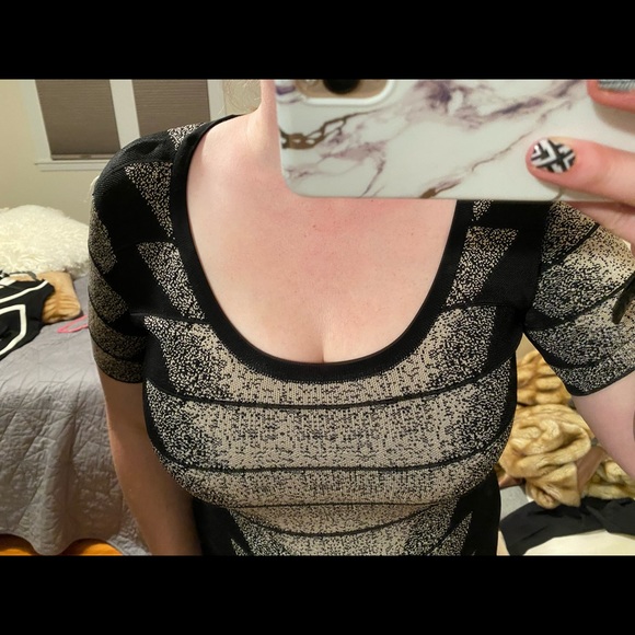 French connection black and beige band dress 10 - Picture 4 of 7